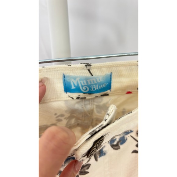 $140 Mumu Blue‎ Floral Distressed Skinny Jeans Women's White Red Blue Flower - Picture 6 of 10